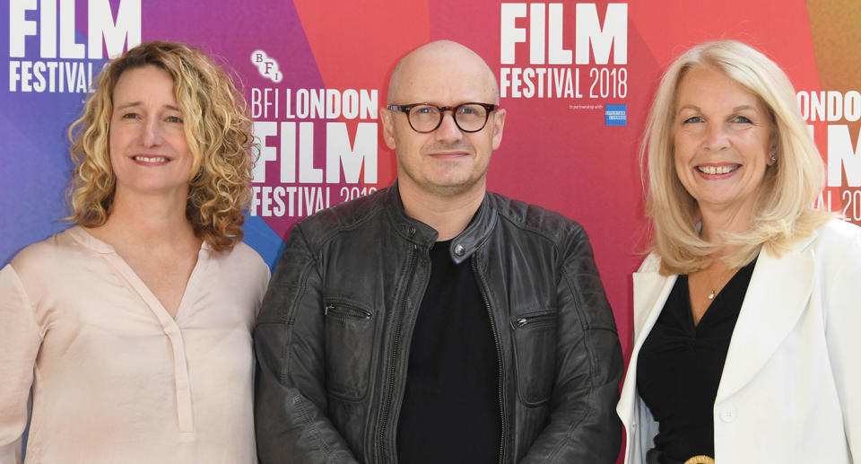 LONDON, ENGLAND – AUGUST 30: Tricia Tuttle, Lenny Abrahamson and Amanda Nevill attend the BFI London Film Festival 2018 launch at Cineworld Leicester Square on August 30, 2018 in London, England. (Photo by Stuart C. Wilson/Getty Images)