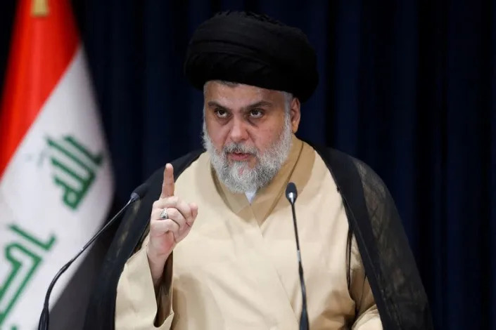 FILE PHOTO: Iraqi Shi'ite cleric Muqtada al-Sadr speaks after preliminary results of Iraq's parliamentary election were announced