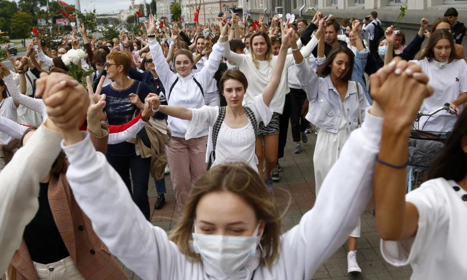 Protesters in Minsk, Belarus