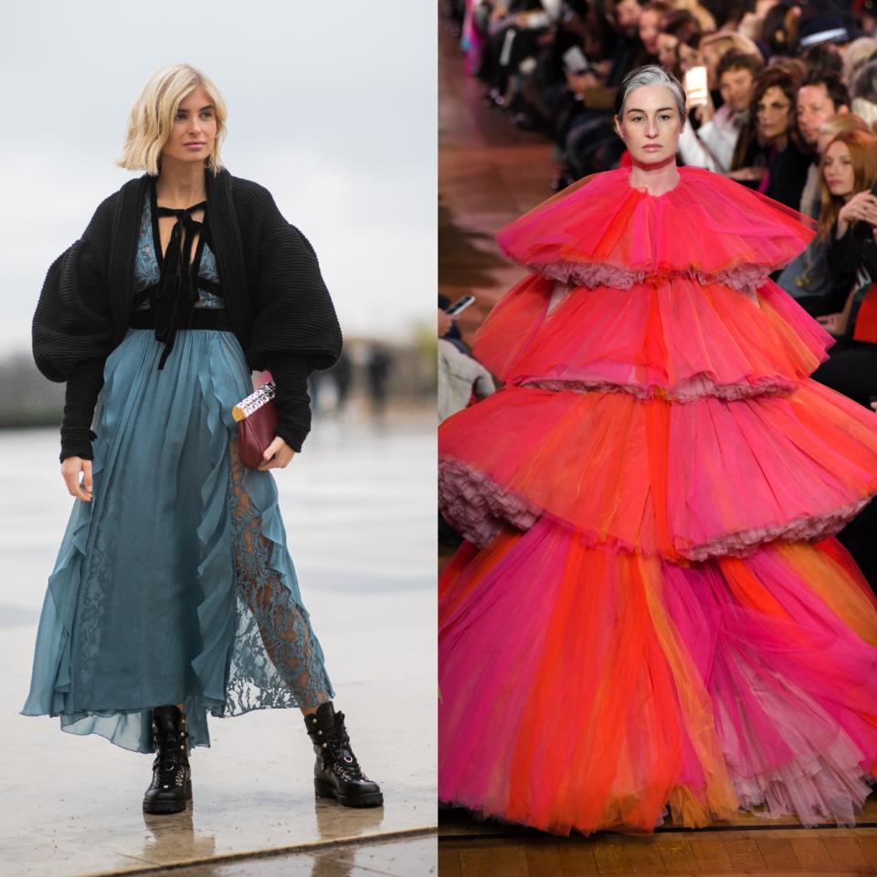 <p>Ein Trend, der sich sowohl bei den Haute-Couture-Schauen in Paris als auch in den Streetstyles bemerkbar macht, sind Rüschen, Volants und jede Menge Tüll. (Bilder: Getty Images) </p>