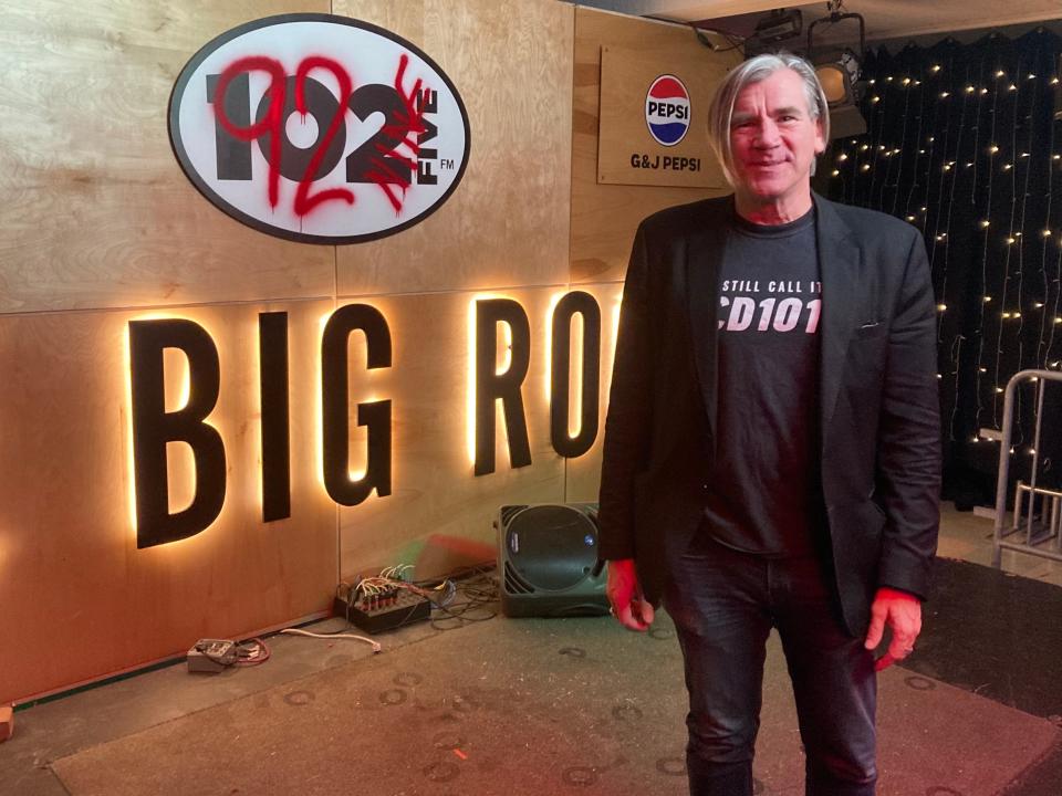 WWCD President Randy Malloy, at CD 92.9's Big Room Bar stage at 1036 S. Front St. during the progressive rock station's last day on the airwaves on Jan. 31, 2024. The station switched to online-only streaming to make way for 93X, but the online streaming ended Sunday night.