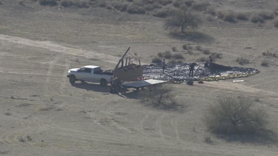 PHOTO: Four people were killed when a hot air balloon crash-landed in the desert in Eloy, Ariz., on Sunday, Jan. 14, 2024. (KNXV)