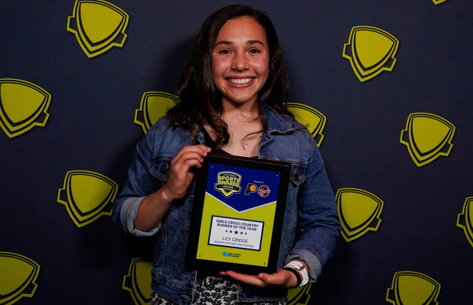 Girls Cross-Country runnre of the Year: Bishop Chatard's Lily Cridge  poses for a photo during the Indiana High School Sports Awards on Wednesday, April 19, 2023 at Clowes Memorial Hall in Indianapolis.