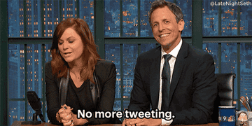 Mary Lynn Rajskub talking with Seth Meyers: "No more tweeting, you're too dumb"