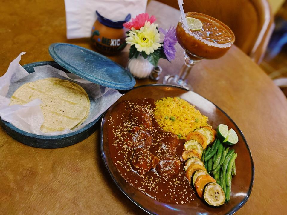 A sauce, mole trina is on the menu at Hacienda el Mirador, 5805 N. Humboldt Ave, Peoria (Junction City).