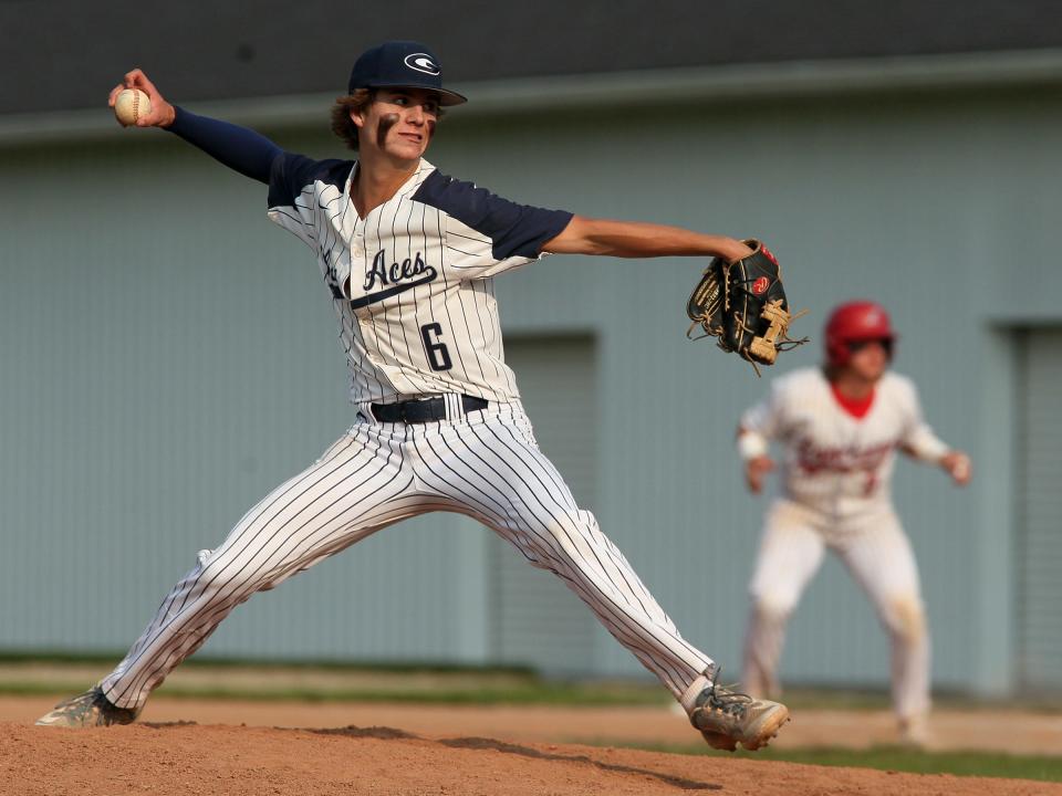 Granville's Jakob Culver pitches against Lakewood on Thursday.