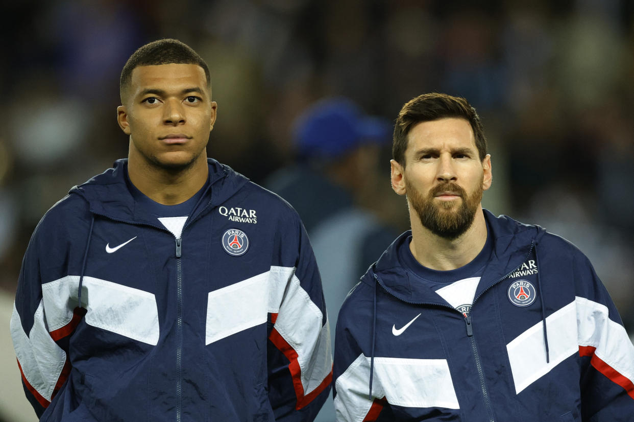 Messi y Mbappé durante un partido de Champions League en octubre pasado. (REUTERS/Sarah Meyssonnier)