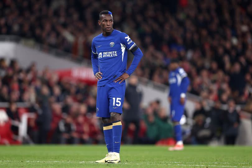 Nicolas Jackson of Chelsea during the Premier League match between Arsenal FC and Chelsea FC at Emirates Stadium on April 23, 2024