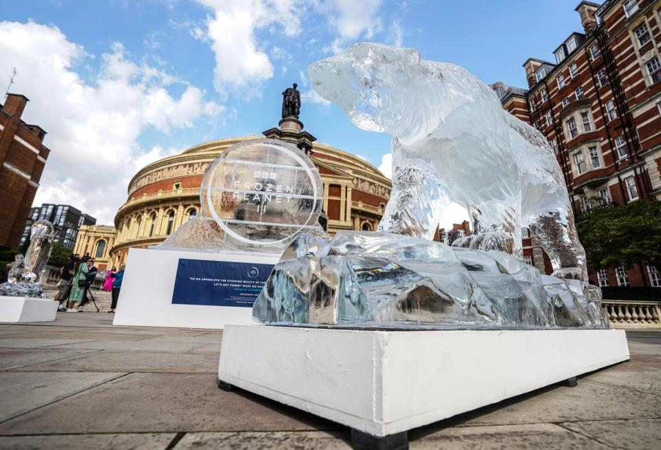 The ice sculptures outside the Royal Albert Hall (Ian West/PA) (PA Wire)