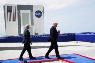 U.S. President Donald Trump and U.S. Vice President Mike Pence attend the launch of a SpaceX Falcon 9 rocket and Crew Dragon spacecraft, from Cape Canaveral