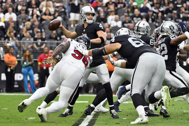 Houston Texans running back Dameon Pierce (31) runs the ball during the  first half of an NFL football game against the Las Vegas Raiders, Sunday,  Oct 23, 2022, in Las Vegas. (AP