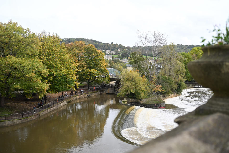 View over the river that runs through the city of Bath