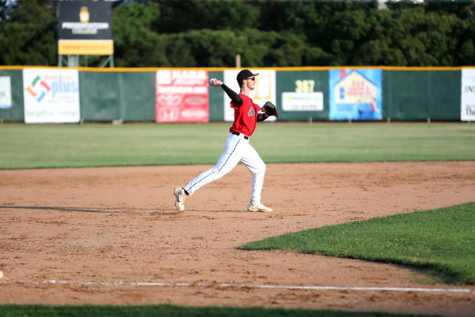 Aberdeen's Brian Holmstrom makes a play at third base during a Legion tilt against the Rapid City Post 320 Stars at Fossum Field on Wednesday.