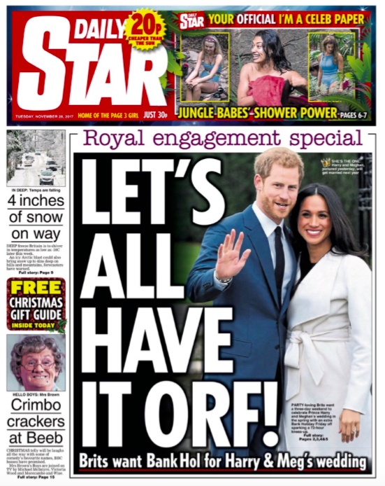 <em>The Daily Star are pushing for the country to have a Bank Holiday on the big day</em>