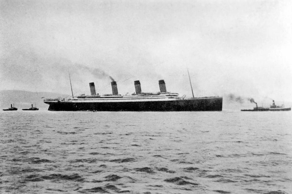 The Titanic leaving Southampton for Ireland before heading out to the Atlantic. The iceberg it struck was 600 miles off Newfoundland, an island off the east coast of Canada.