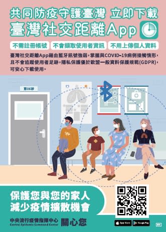 「台灣社交距離」下載量衝雙平台第一。（圖／指揮中心提供）