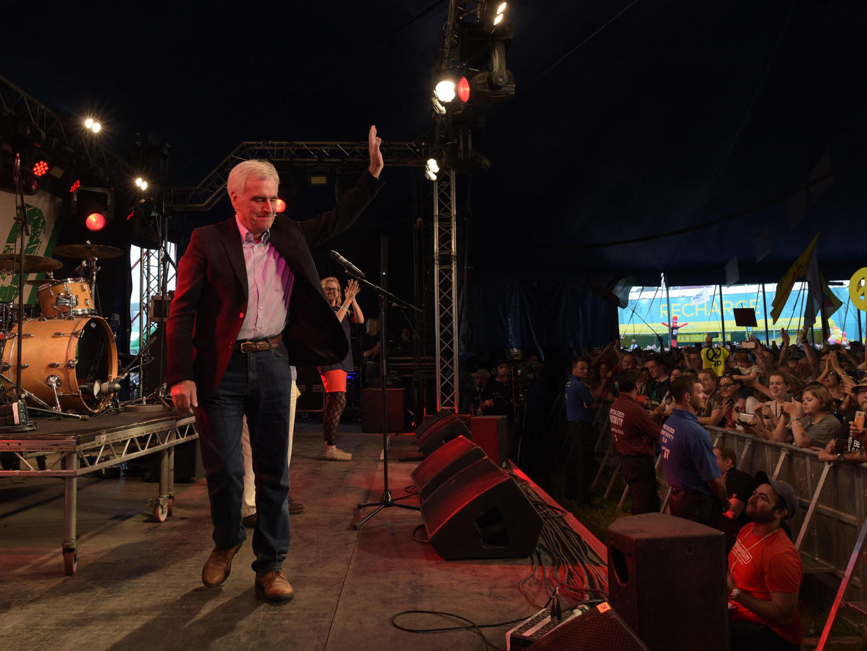 Shadow chancellor John McDonnell after speaking in the LeftField tent at Glastonbury Festival: PA