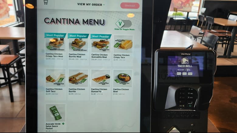 Taco Bell Cantina Menu on payment kiosk