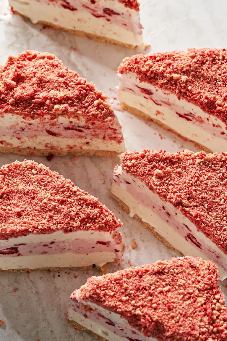 <p>Strawberry shortcake ice cream cake has everything great about the novelty bars you know and love, but in a homemade <a href="https://www.delish.com/cooking/recipe-ideas/a21350797/ice-cream-cake-recipe/" rel="nofollow noopener" target="_blank" data-ylk="slk:ice cream cake;elm:context_link;itc:0;sec:content-canvas" class="link ">ice cream cake </a>version! Serve this up at a summer birthday celebration so everyone can have a taste of the beloved bar. </p><p>Get the <strong><a href="https://www.delish.com/cooking/recipe-ideas/a39440074/strawberry-shortcake-ice-cream-cake-recipe/" rel="nofollow noopener" target="_blank" data-ylk="slk:Strawberry Shortcake Ice Cream Cake recipe;elm:context_link;itc:0;sec:content-canvas" class="link ">Strawberry Shortcake Ice Cream Cake recipe</a></strong>. </p>