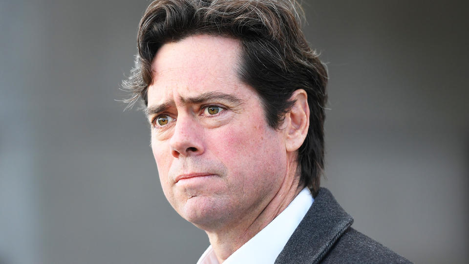 AFL CEO Gillon McLachlan is pictured during a press conference.
