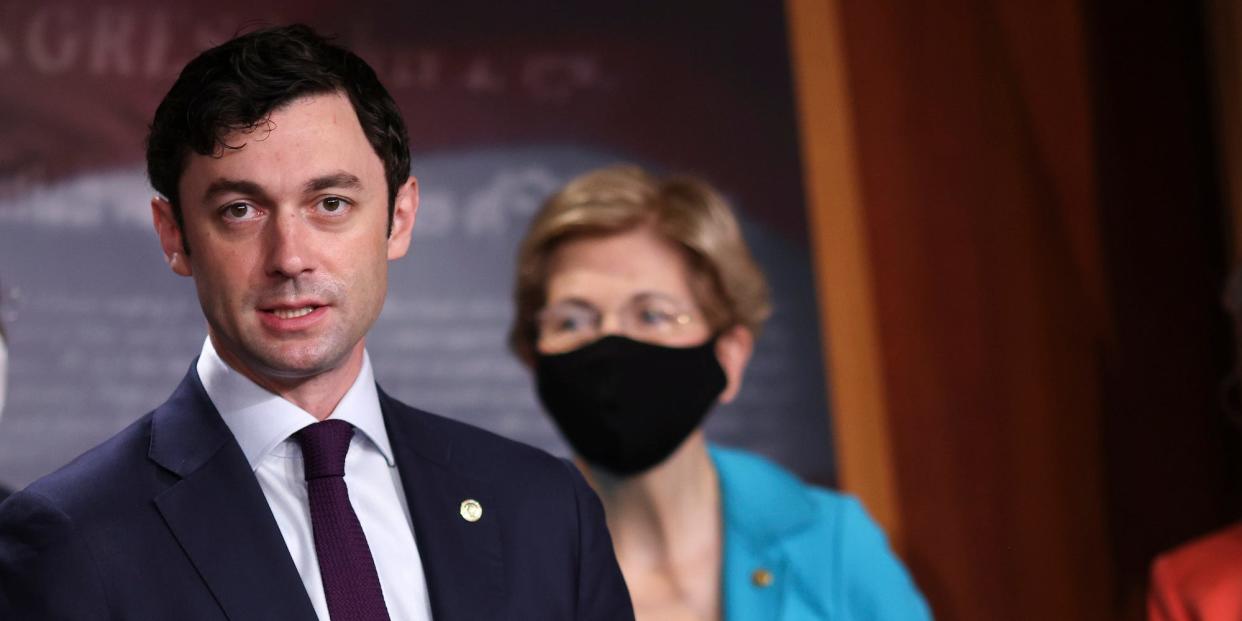 Sens. Jon Ossoff of Georgia and Elizabeth Warren of Massachusetts.