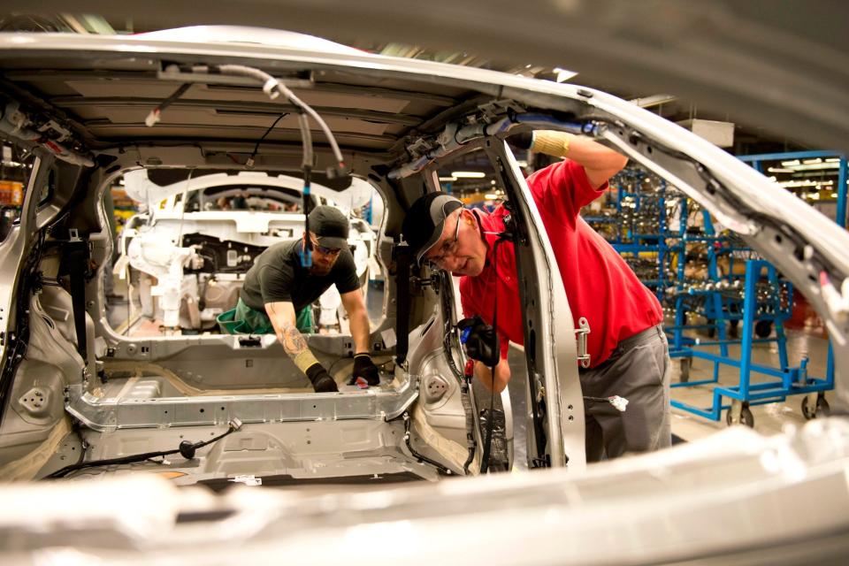 Nissan employees at the company's Sunderland site: AFP/Getty Images