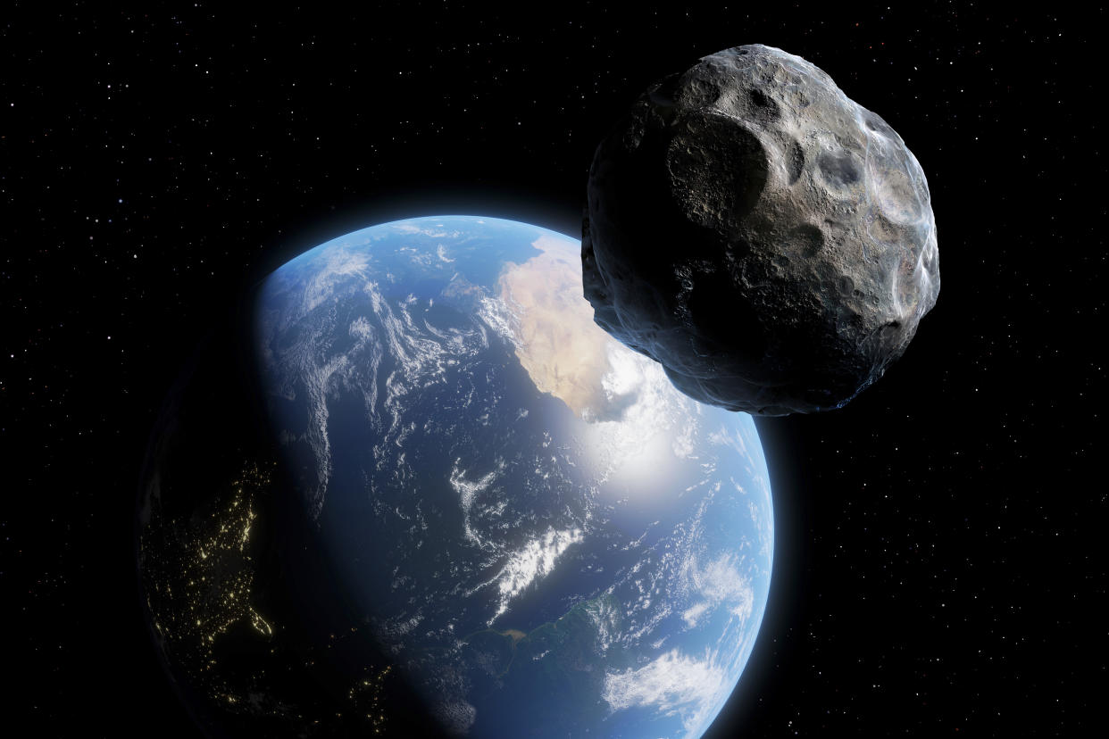 An asteroid near the Earth.