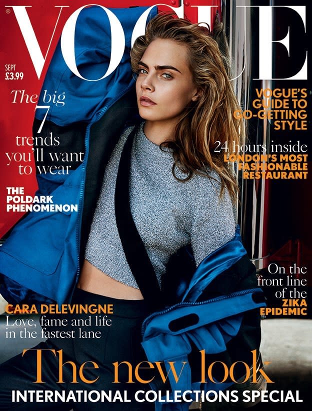 <p><i>British Vogue</i> chose to star a British model: Cara Delevingne. Arguably the most photographed model on British soil since Kate Moss was big, scoring the September issue was a win for Cara - but, like Kendall, not a surprise for the magazine’s readership. After all, Cara is frequently pictured in the magazine and simultaneously promoting her new film ‘Suicide Squad’. </p>