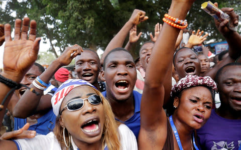 The party has continued since George Weah was elected president at the end of December - Credit:  THIERRY GOUEGNON/ REUTERS