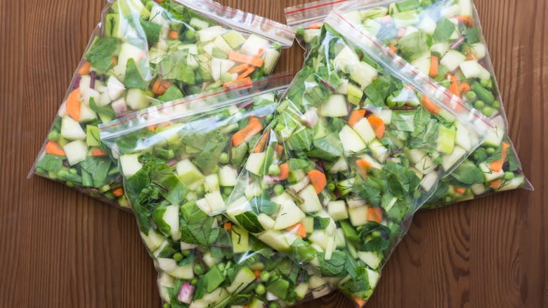 Frozen vegetables in Ziploc bags