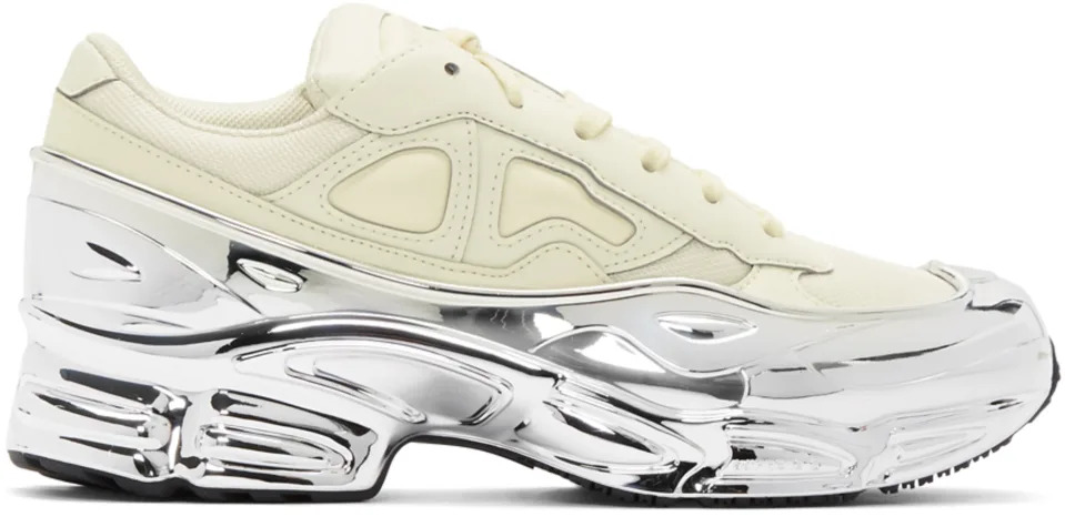 Raf Simons White & Silver adidas Originals Edition Ozweego Sneakers