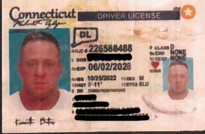 The suspect allegedly provided this Connecticut driver's license, which police say is fraudlent.