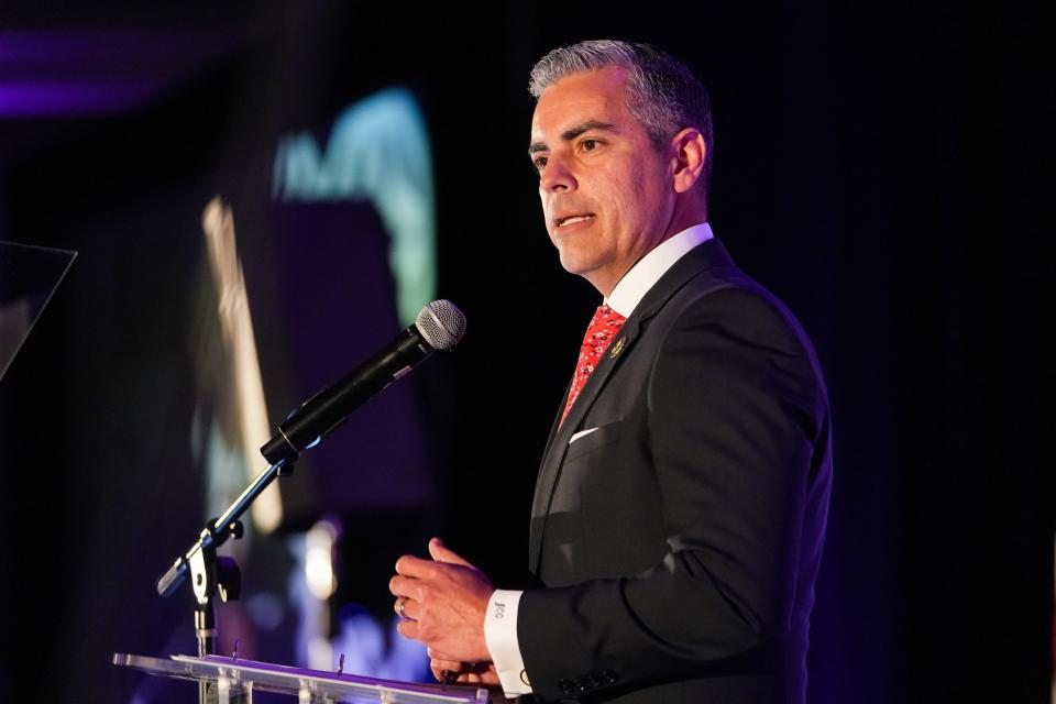 Rep. Juan Ciscomani (R-Ariz.) speaks during an Arizona Chamber of Commerce and Industry event at he Arizona Biltmore on April 6, 2023, in Phoenix.