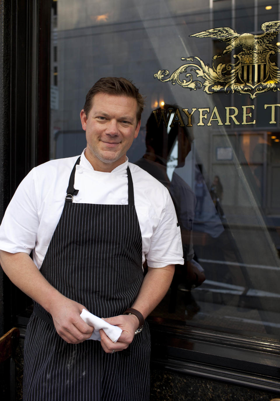 n this photo taken Monday, Oct. 29, 2012, chef Tyler Florence poses outside his Wayfare Tavern in San Francisco. Baby food and fried chicken may well be the legacy for which Tyler Florence ultimately is best known. Which seems a bit crazy given his near ubiquity on the Food Network since its earliest days on air, his years of running the celebrity chef gauntlet, his many cookbooks, product lines and appearances. (AP Photo/Eric Risberg)