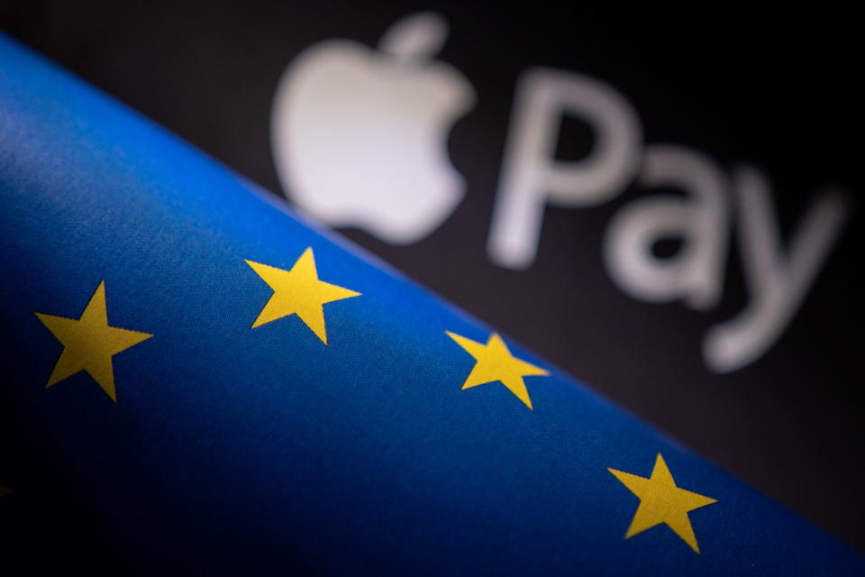 EU flag and Apple Pay logo are seen in this illustration taken May 10, 2023. REUTERS/Dado Ruvic/Illustration