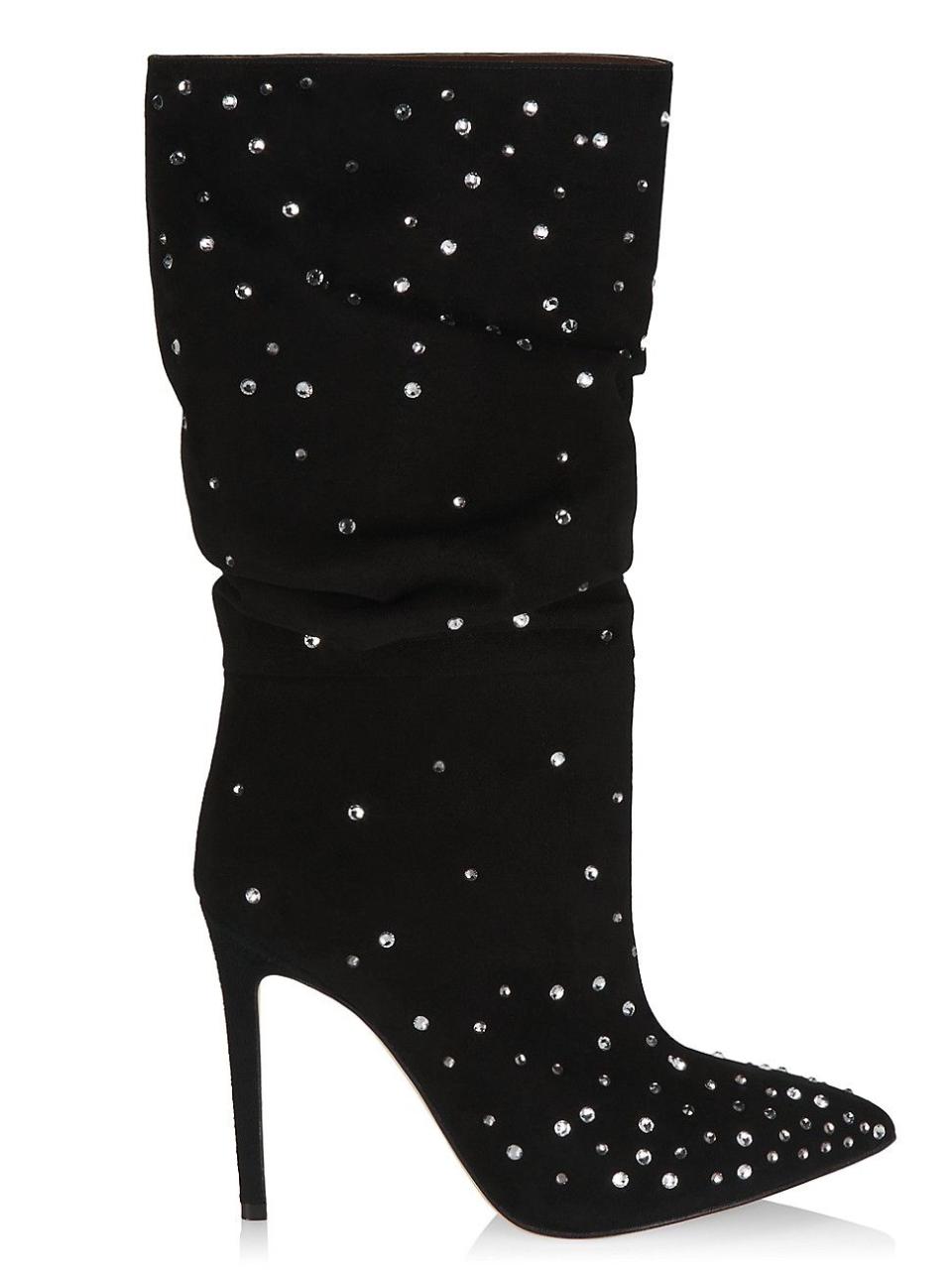 18) Holly Embellished Suede Slouchy Stiletto-Heel Boots