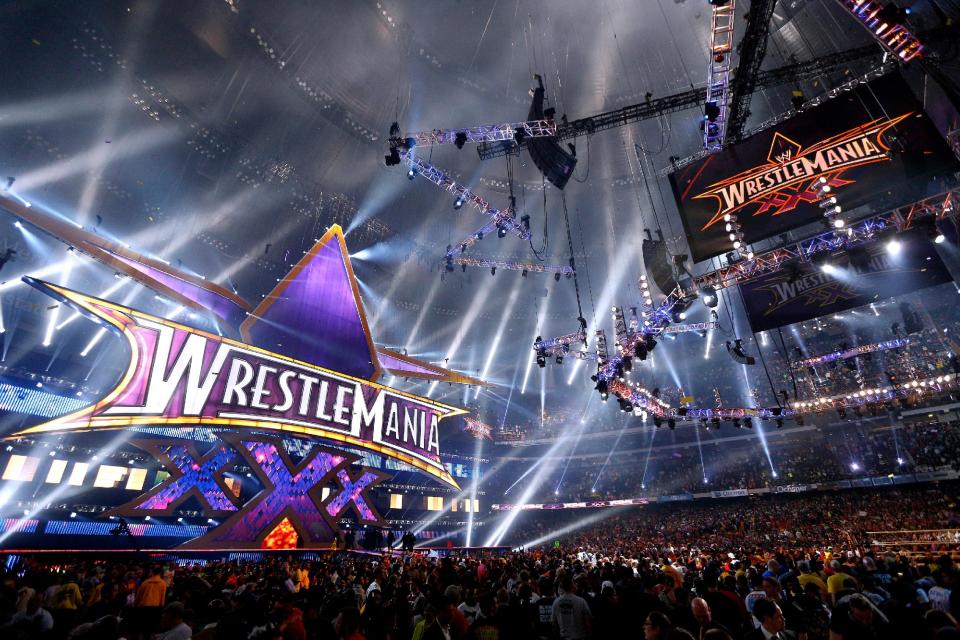 A general view of Wrestlemania XXX at the Mercedes-Benz Super Dome in New Orleans on Sunday, April 6, 2014. (Jonathan Bachman/AP Images for WWE)