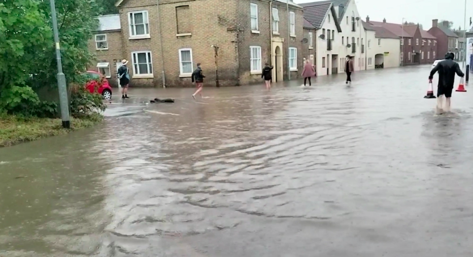 Many local businesses in Market Rasen had been left semi-submerged by the heavy deluge.