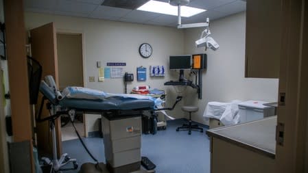 A imaging table inside Missouri's sole abortion clinic in St. Louis