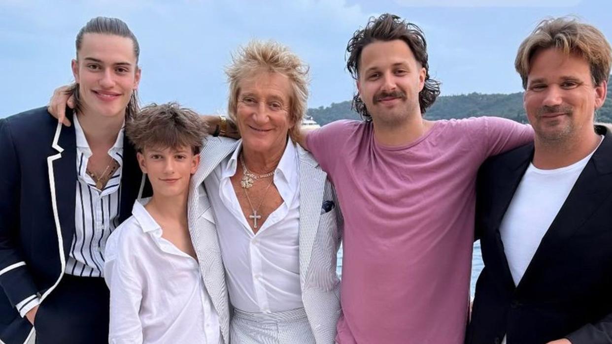 Rod Stewart with his four sons