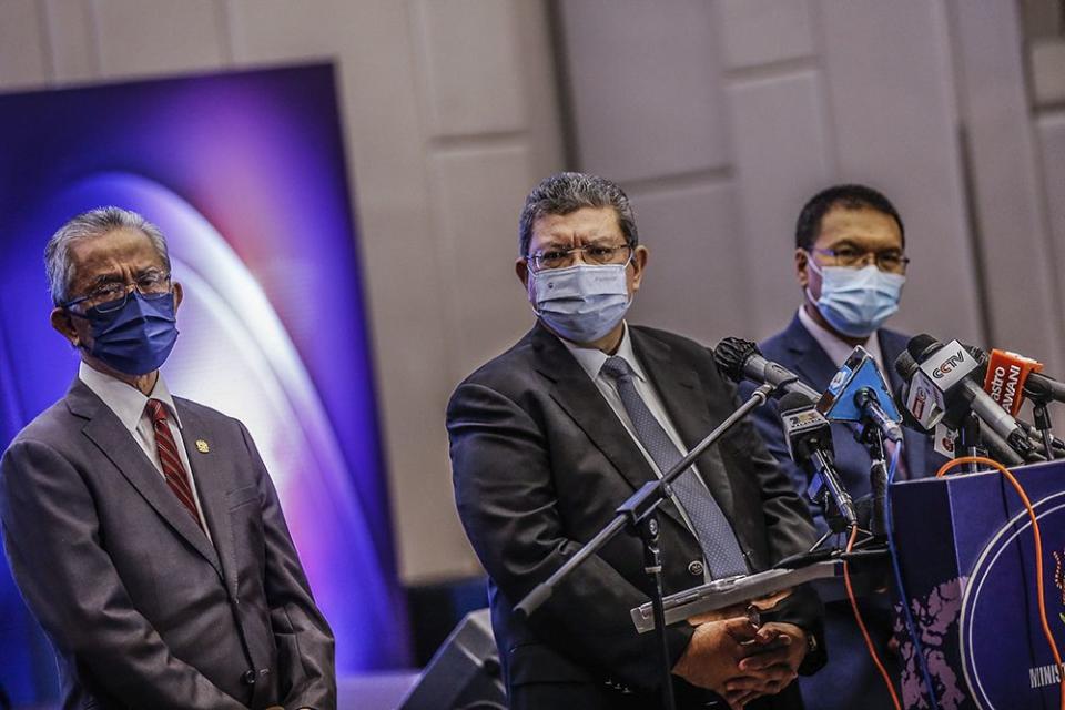 Foreign Minister Datuk Saifuddin Abdullah speaks during a press conference after the launch of Malaysia’s new foreign policy framework at Le Meridien Kuala Lumpur December 7, 2021. — Picture by Hari Anggara