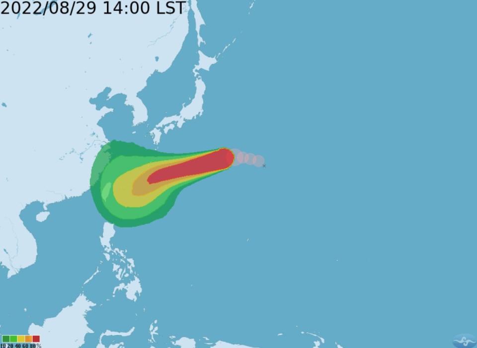 颱風預估會在周三開始影響台灣天氣。（圖／中央氣象局）