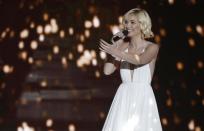 Russia's Polina Gagarina performs during the Eurovision Song Contest final on May 23, 2015 in Vienna