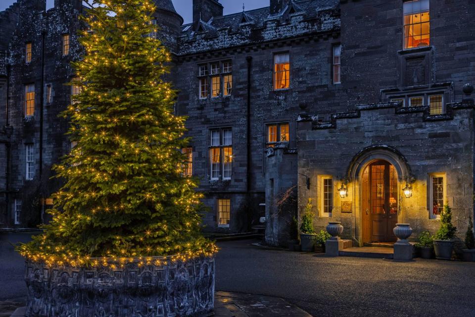 <p>With its fairy-tale turrets, scenic garden and local woodland, <a href="https://www.booking.com/hotel/gb/glenapp-castle.en-gb.html?aid=2070929&label=christmas-hotels" rel="nofollow noopener" target="_blank" data-ylk="slk:Glenapp Castle;elm:context_link;itc:0;sec:content-canvas" class="link ">Glenapp Castle</a> is a magical hotel to spend Christmas in Scotland. Every year at Christmas, the Castle assembles the most magnificent and tall tree that stands within the entrance of the family-owned castle. Falconry displays, stargazing, clay pigeon shooting and treasure hunts take place, while the open fires and new friendships help set the scene. Father Christmas always finds his way to Glenapp, too. </p><p><a class="link " href="https://www.booking.com/hotel/gb/glenapp-castle.en-gb.html?aid=2070929&label=christmas-hotels" rel="nofollow noopener" target="_blank" data-ylk="slk:CHECK AVAILABILITY;elm:context_link;itc:0;sec:content-canvas">CHECK AVAILABILITY</a></p>