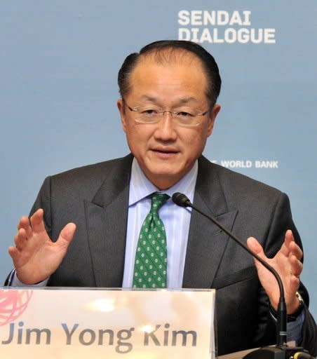 World Bank President Jim Yong Kim answers questions at a press conference after the closing session of the two-day conference on disaster prevention and development issues in Sendai. Catastrophes like Japan's 2011 tsunami cost the world more than $3.5 trillion over the last 30 years, a conference heard, as the World Bank called for better disaster planning