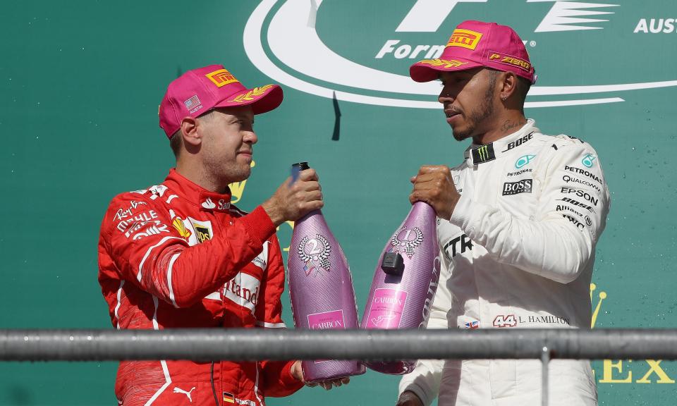 Lewis Hamilton won in Austin with Sebastian Vettel in second place, putting the British driver on course to claim his fourth title in Mexico next week.