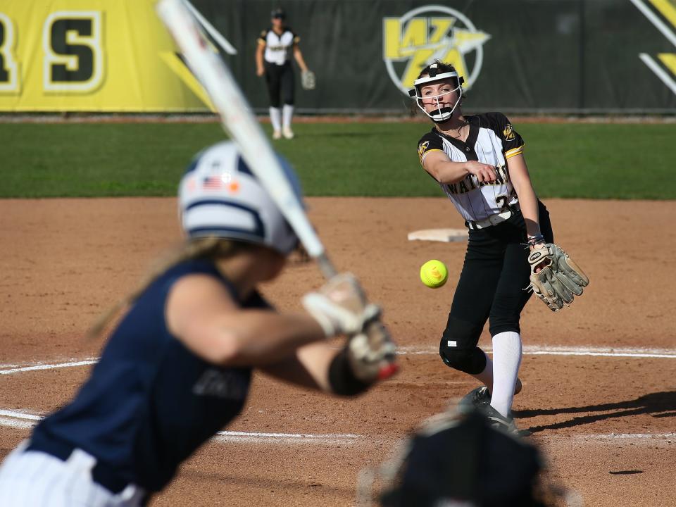 Watkins Memorial's Carsyn Cassady pitches against Granville on Thursday.