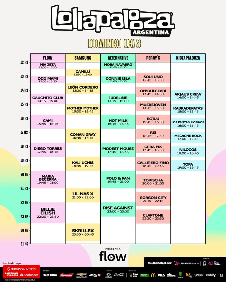 Lollapalooza Argentina 2023, domingo 19 de marzo