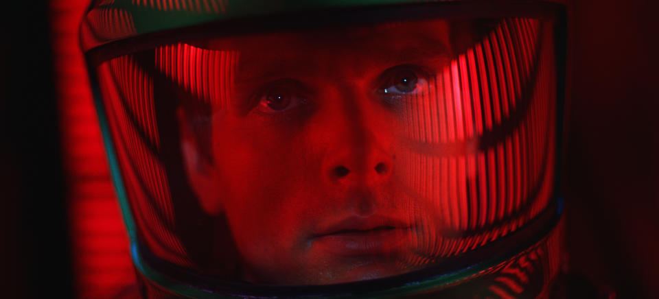 This image released by Warner Bros. Pictures shows Keir Dullea in a scene from the 1968 film, "2001: A Space Odyssey." Space exploration was then an exciting possibility, but one far from realization. Stanley Kubrick and science-fiction author Arthur C. Clarke, convinced the moon was only the start, began to toil on a script together. It would be five years before astronauts landed on the moon, on July 20, 1969. Kubrick took flight sooner. "2001: A Space Odyssey" opened in theaters April 3, 1968. (Warner Bros. via AP)