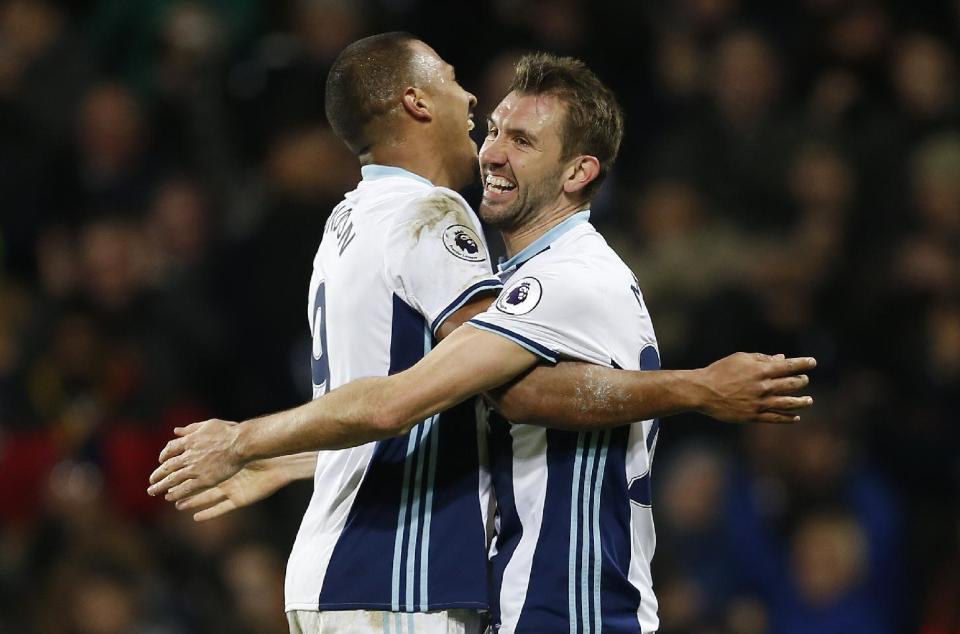 <p>Britain Football Soccer – West Bromwich Albion v Hull City – Premier League – The Hawthorns – 2/1/17 West Bromwich Albion’s Gareth McAuley celebrates scoring their second goal with Salomon Rondon Action Images via Reuters / Matthew Childs Livepic EDITORIAL USE ONLY. No use with unauthorized audio, video, data, fixture lists, club/league logos or “live” services. Online in-match use limited to 45 images, no video emulation. No use in betting, games or single club/league/player publications. Please contact your account representative for further details. </p>